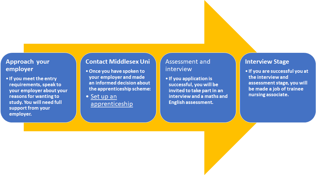 Image showing the stages to becoming a Student Nursing Associate