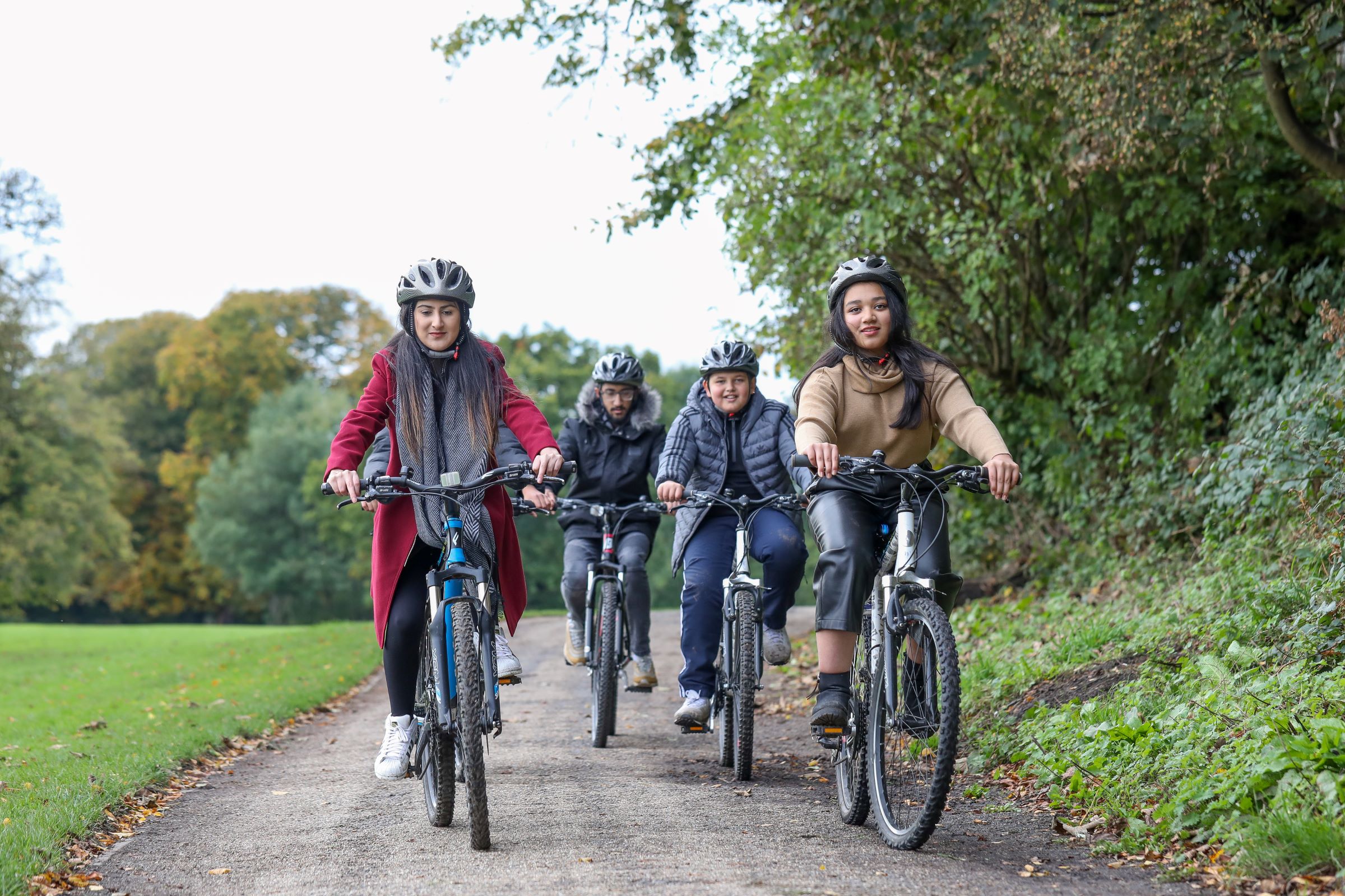 Young people cycling